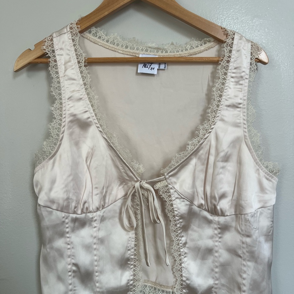 Princess Polly Cream Lace-Trimmed Satin Camisole and Skirt Set